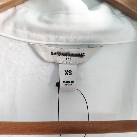 New Banana Republic Shirt Dress XS Tie Waist 100% Cotton Fit & Flare Midi White - Picture 9 of 12